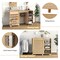 Natural Multipurpose Folding Sewing Table Craft Station with Rattan Door